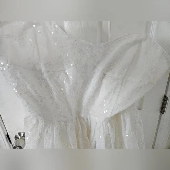 NWT Selkie Strapless White Sequin Dress (Frosted Degas Dress) - Picture 8 of 13